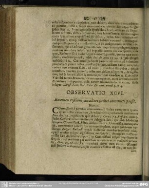 Observatio XCVI. Examen testium, an alteri judici committi possit