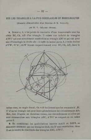 Sur les triangles a la fois semblables et homologiques.