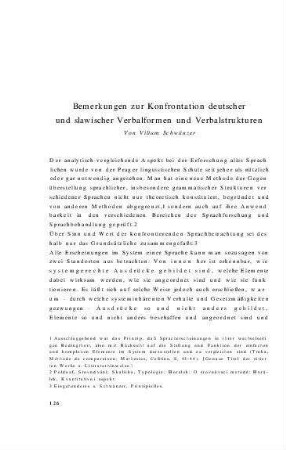 Bemerkungen zur Konfrontation deutscher und slawischer Verbalformen und Verbstrukturen
