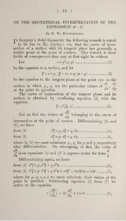 On the geometrical interpretation of the expression ... .