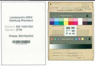 Entnazifizierung Bernhardine Krause , geb. 18.01.1888 (Kauffrau)