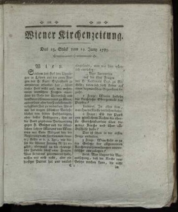 Das 25. Stück vom 19. Juny 1789.