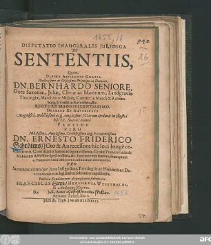 Disputatio Inauguralis Iuridica De Sententiis