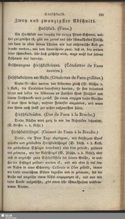 Zwey und zwanzigster Abschnitt. Hirschkalb (Faon)