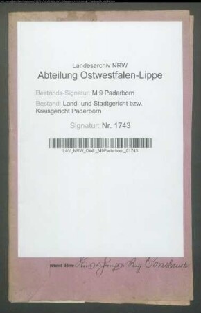 Erblasser: Pörtner, Therese, geb. Thoene; Ehepartner: Pörtner, Heinrich:
