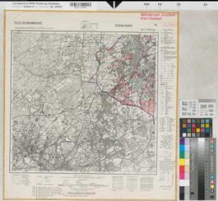 Katasteramt Gladbeck  Stadtkreis Gladbeck, Meßtischblatt Bottrop 4407, Farbige Einzeichnung mit Namensliste