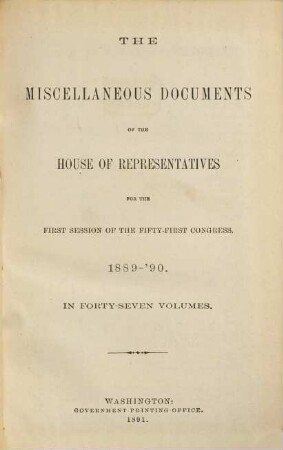 House documents. [414.] 1889/90, Vol. 35 = Congress 51, Sess. 1