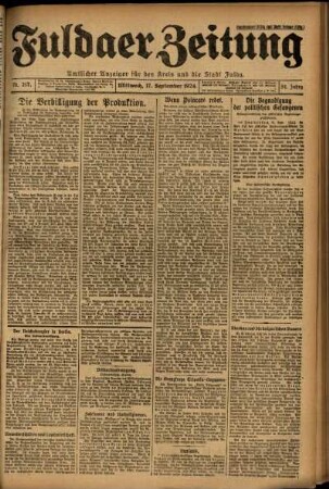 Erste Ausgabe vom Mittwoch, den 17. September 1924.