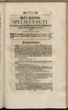 Hessen-Casselische Species Facti, [...].