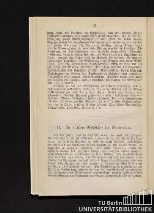 II. Die mittlere Geschichte des Gartenbaus.
