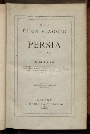 Note di un viaggio in Persia