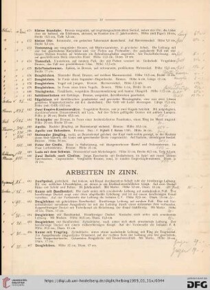 Arbeiten in Zinn (Nr. 491-535)
