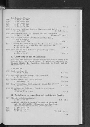 G. Ausbildung im musischen und praktischen Bereich
