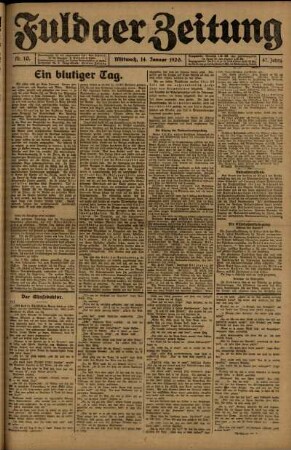 Ausgabe vom Mittwoch, den 14. Januar 1920.