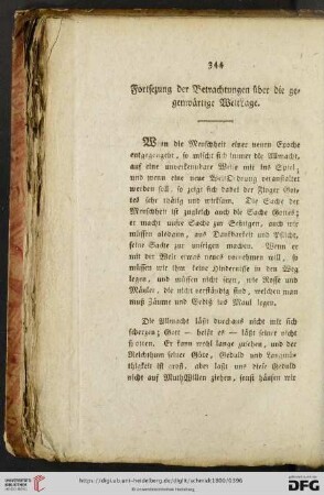 Fortsetzung der Betrachtungen ueber die gegenwaertige WeltLage
