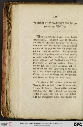 Fortsetzung der Betrachtungen ueber die gegenwaertige WeltLage