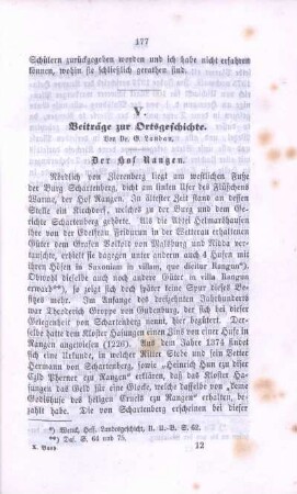 V. Beiträge zur Ortsgeschichte