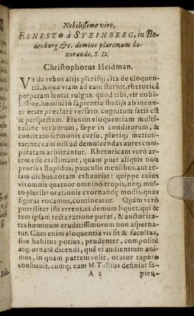 Nobilissimo viro, Ernesto à Steinberg, in Bodenburg, [...]