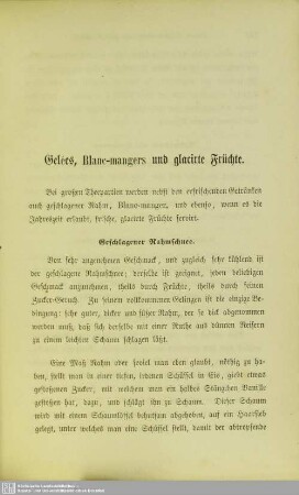 Gelées, Blanc-mangers und glacirte Früchte