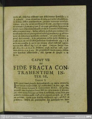 Caput VII. De Fide Fracta Contrahentium Inter Se