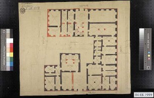 Grundriss des ersten Geschosses der vom Hof genutzten Häuser ("Frau Mutter Hauß") an der Schlossstraße ("Schlossgasse")