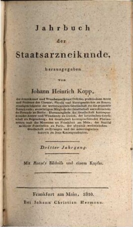 Jahrbuch der Staatsarzneikunde, 3. 1810