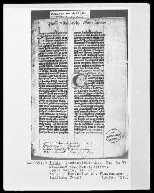 Bernhard von Montecassino, Opera varia — Initiale C (um), Folio 1 recto