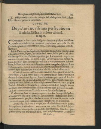 Caput IIX. De pictura novissimae persecutionis Ecclesiae, esdrae in visione ostensa, ex cap. 13.