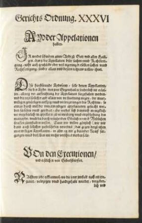 Von den Executionen/ und erstlichen von Gebotßbrieffen.