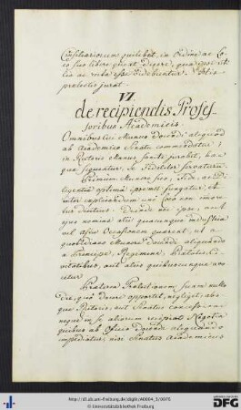 [fol. 37] De recipiendis professoribus academicis