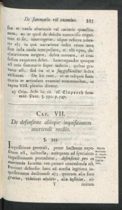 Cap. VII. De defensione aliisque inquisitionem auertendi mediis