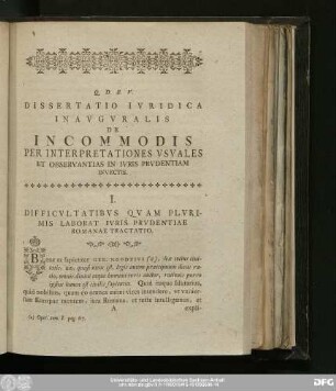 I. Difficultatibus Quam Plurimis Laborat Iuris Prudentiae Romanae Tractatio.