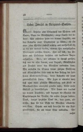 Ueber Zweifel in Religions-Sachen.