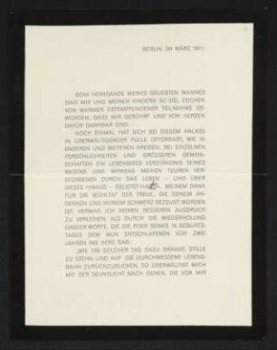 Brief von Anna Kekulé von Stradonitz an Gerhart Hauptmann