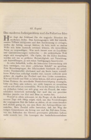 III. Das moderne Judentum und die Palästina-Idee