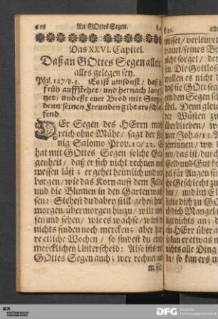 Das XXVI. Capitel. Daß an GOttes Segen allein alles gelegen sey.