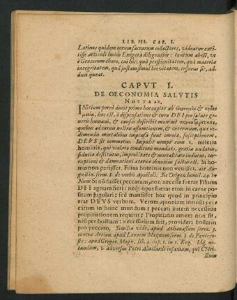 Caput I. De Oeconomia Salutis Nostrae.