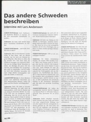 Das andere Schweden beschreiben. Interview mit Lars Andersson