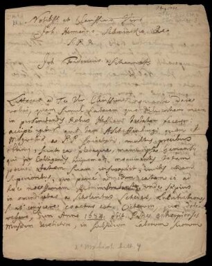 Brief von Johann Friedrich Schannat an Johann Hermann Schmincke