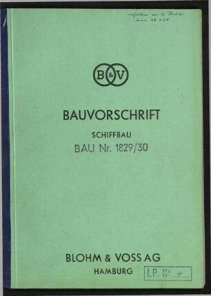 Bauvorschrift (Schiffbau) Bau-Nr. 1829/30. Frachtmotor-Schiff mit Kühlladung