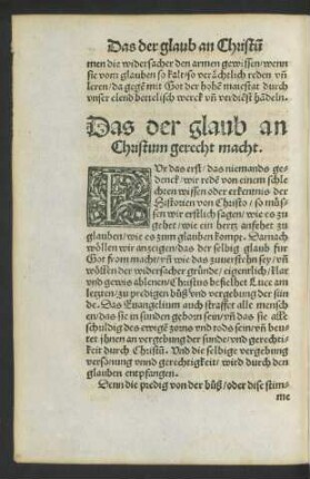 Das der glaub an Christum gerecht macht.