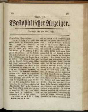 Num. 36. Dienstags, den 7ten Mai. 1799
