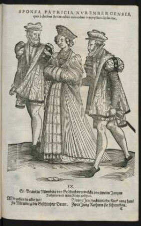 Sponsa Patricia Nurenbergensis, quae à duobus Senatoribus iunioribus in templum deducitur.