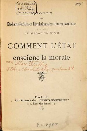 Comment l'État enseigne la morale