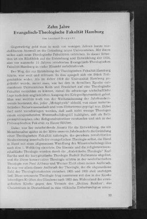 Zehn Jahre Evangelisch-Theologische Fakultät Hamburg