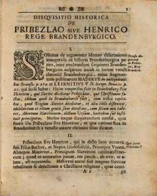 Disqvisitio Historica De Pribezlao Sive Henrico Rege Brandenbvrgico