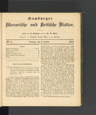 No. 3. 7. Januar 1850