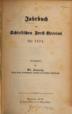 Jahrbuch des Schlesischen Forstvereins. 1871 (1872)