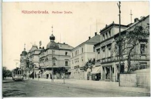 Kötzschenbroda. Meißner Straße mit Straßenbahn