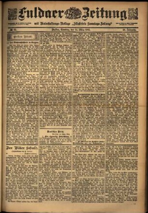 Erste Ausgabe vom Samstag, den 15. März 1902.